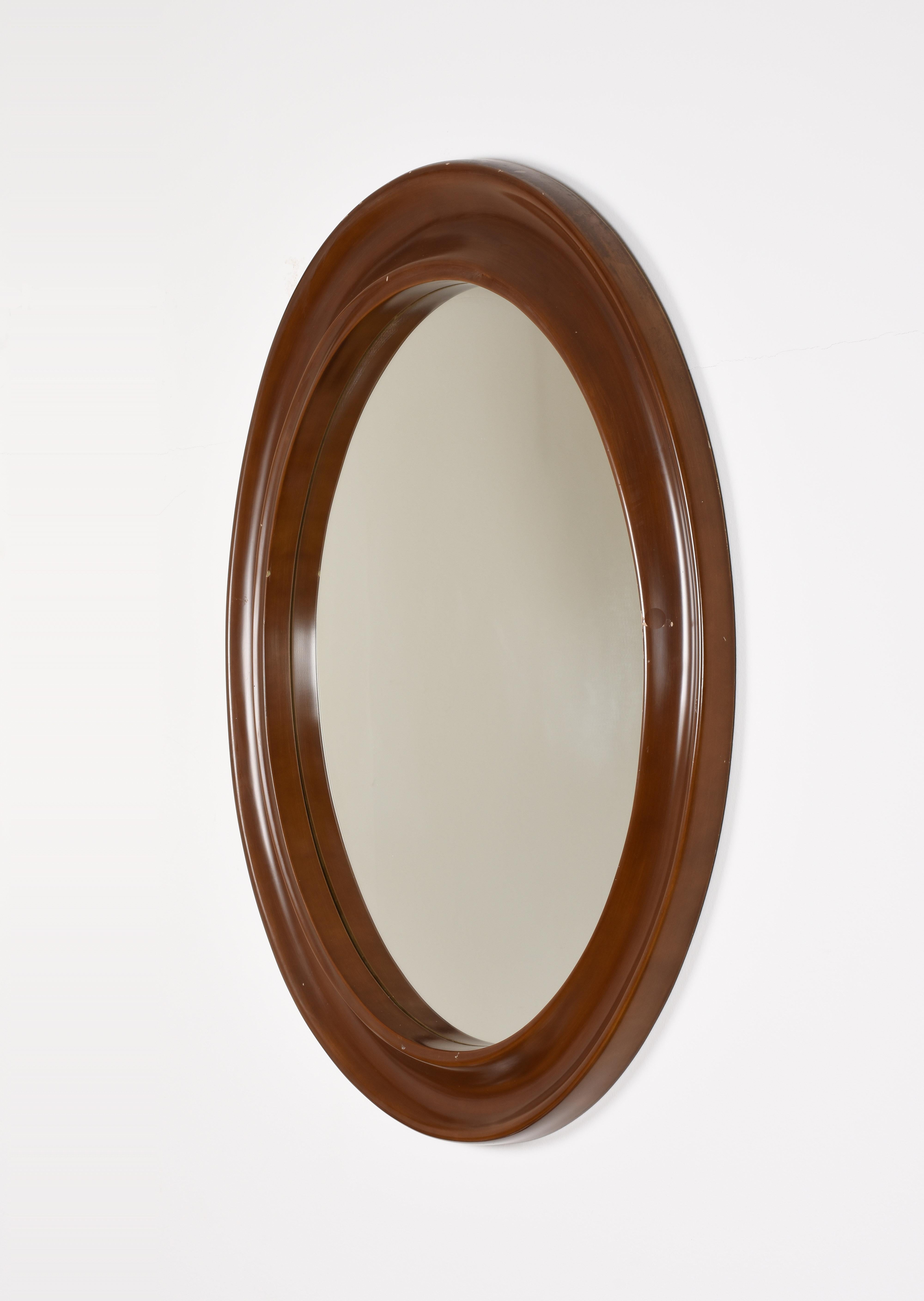 Round Mirror with Frame in Lacquered Wood, Italy Design, 1970s 2