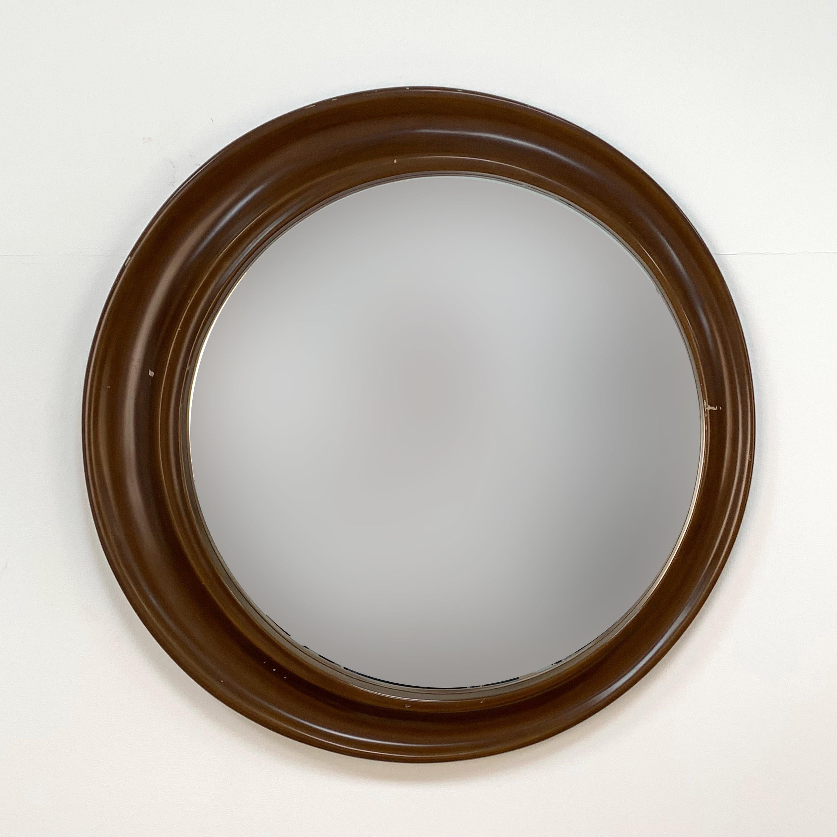 Round Mirror with Frame in Lacquered Wood, Italy Design, 1970s 3