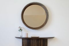 Mooda Round Mirror 36 / Oxidized Oak Wood, Clear Mirror by INDO-