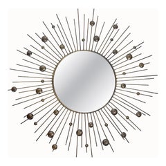 Round Mirror with Iron Rod, France, 1980s