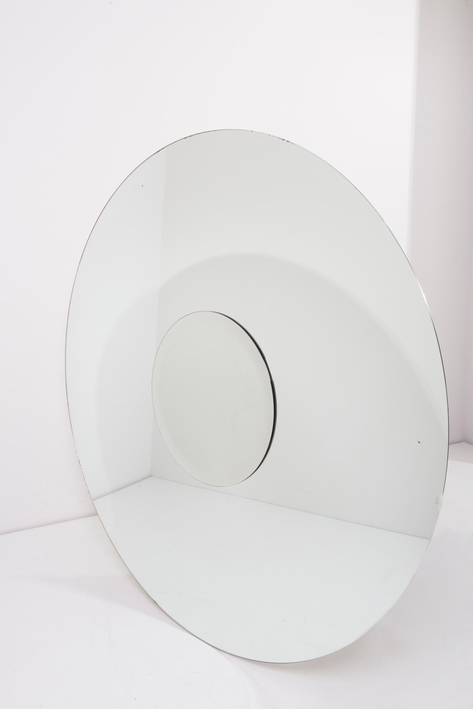 Round Mirror with New LED-Lights, 1970s For Sale 1