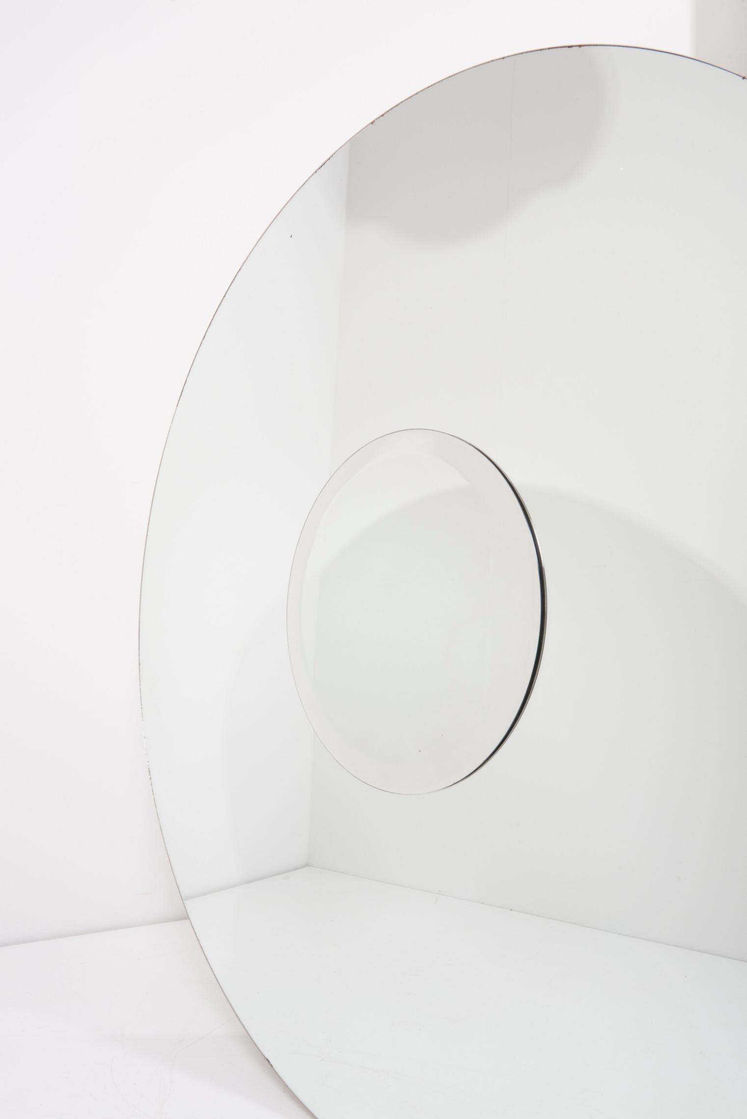 Round Mirror with New LED-Lights, 1970s For Sale 2