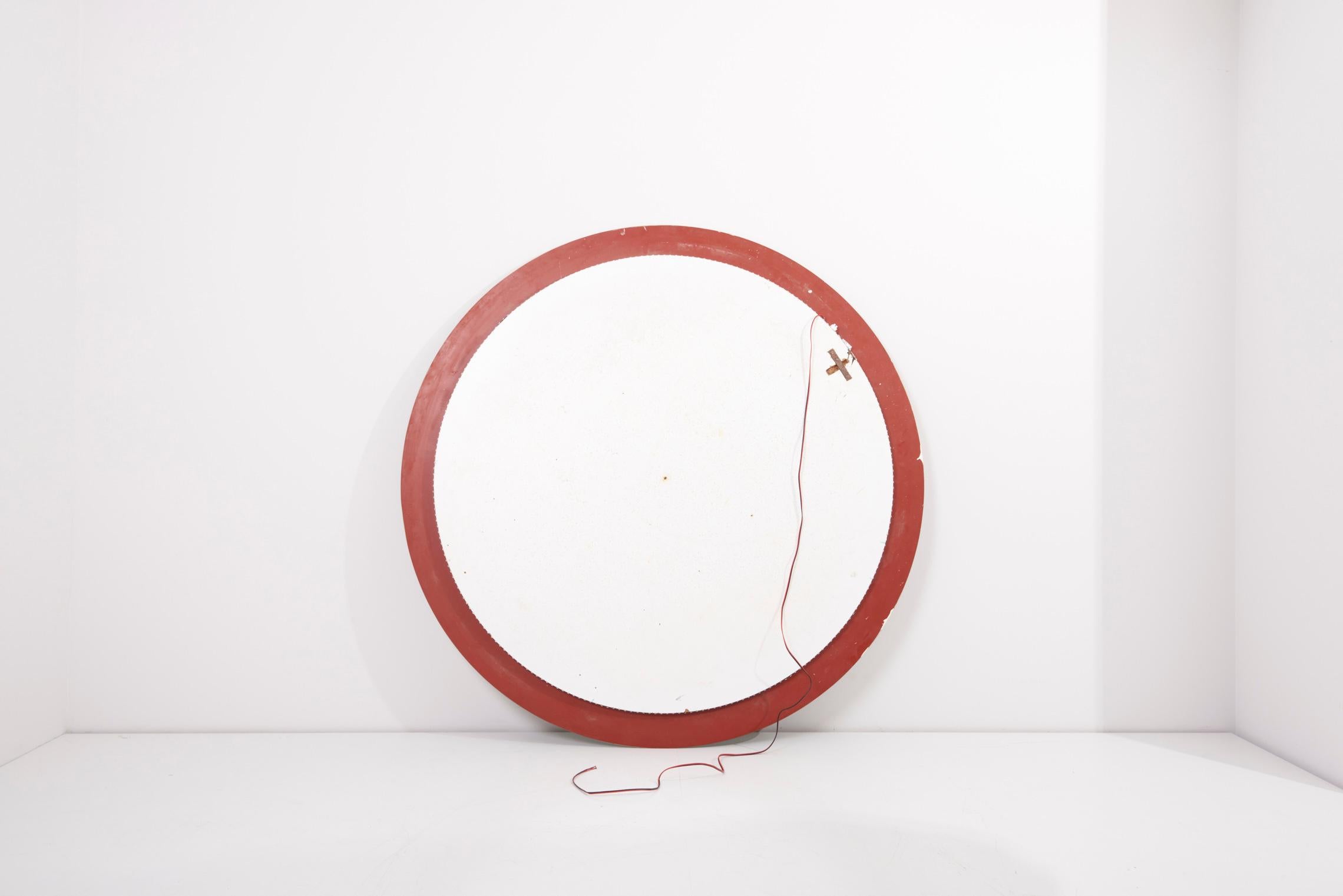 Round Mirror with New LED-Lights, 1970s For Sale 3