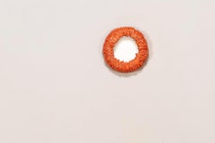 Round Mirror with Orange-Red Ceramic Frame, Italy 1970s