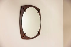 Round Mirror with Outward Curved Rosewood Frame, Italy 1960s