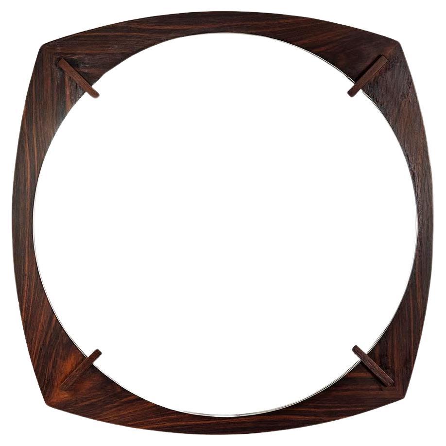 Round Mirror with Outward Curved Rosewood Frame, Italy 1960s