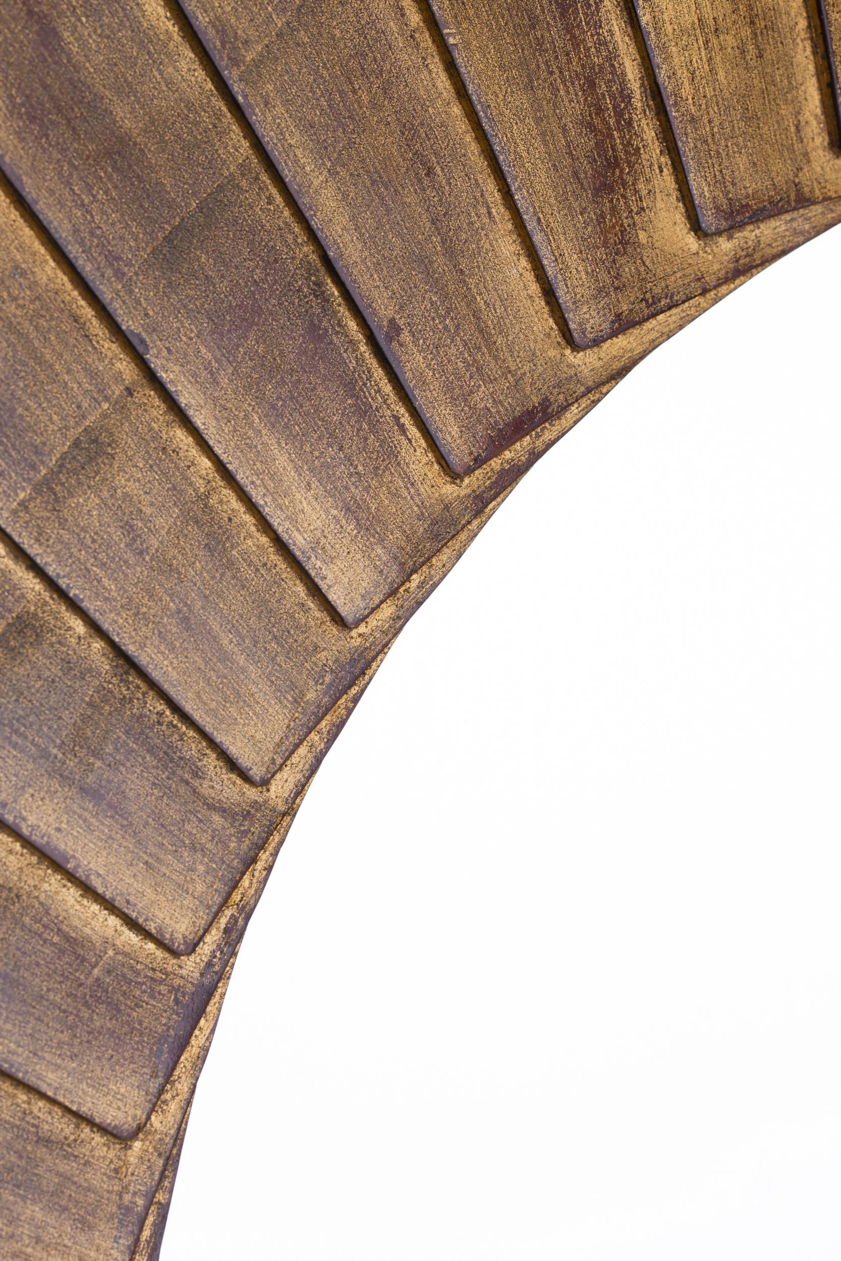 Indonesian Round mirror with pleated wooden frame, Ed.Christopher Guy, Singapore circa 2018 For Sale