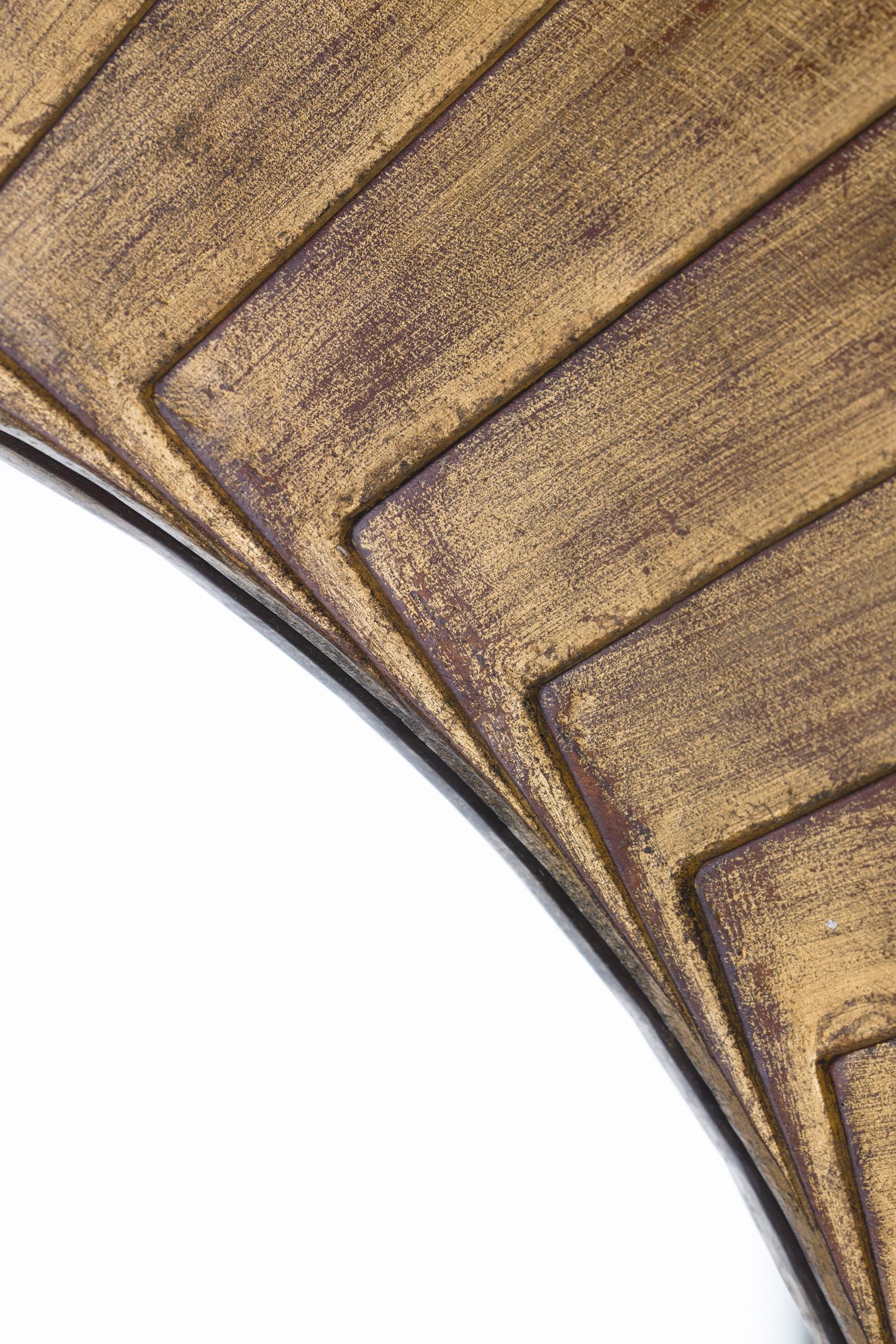Carved Round mirror with pleated wooden frame, Ed.Christopher Guy, Singapore circa 2018 For Sale