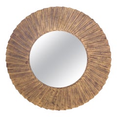 Round mirror with pleated wooden frame, Ed.Christopher Guy, Singapore circa 2018