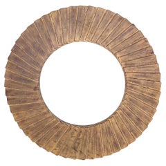 Round mirror with pleated wooden frame, Ed.Christopher Guy, Singapore circa 2018