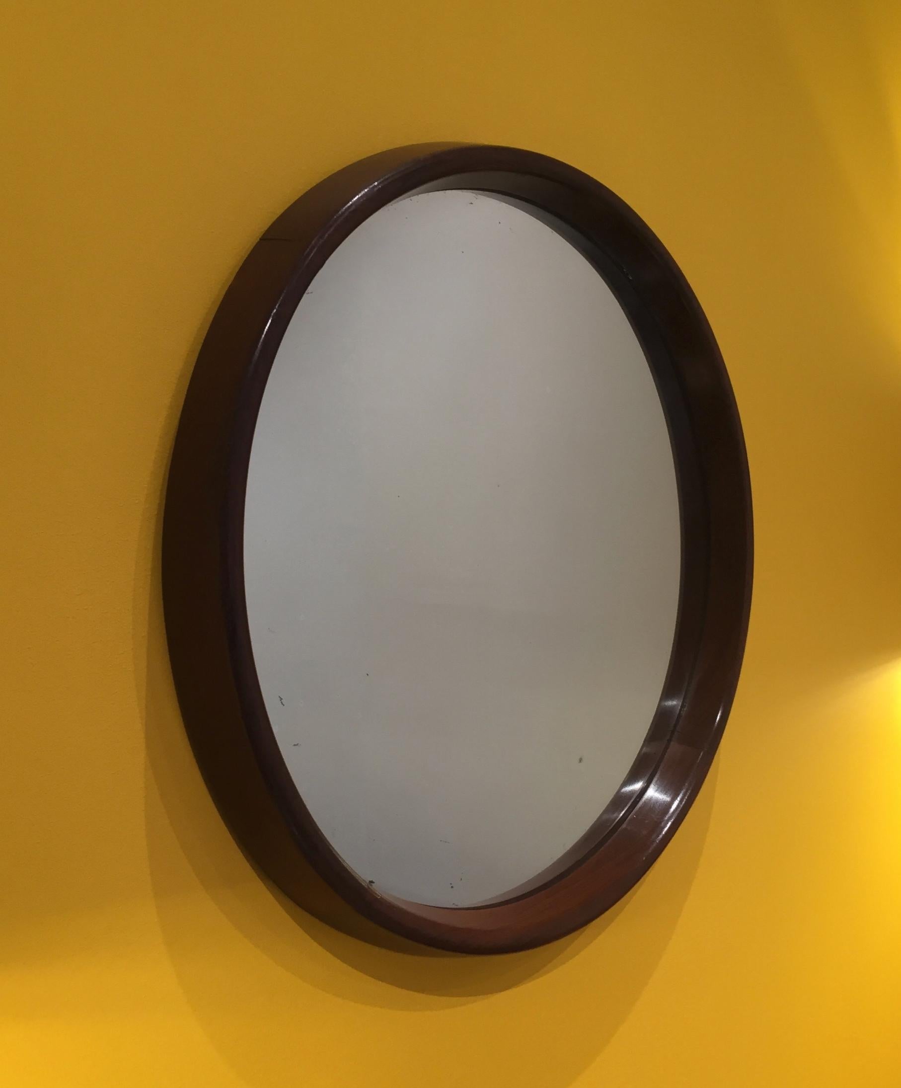 Modern Round Mirror with Rosewood Frame, 1960s