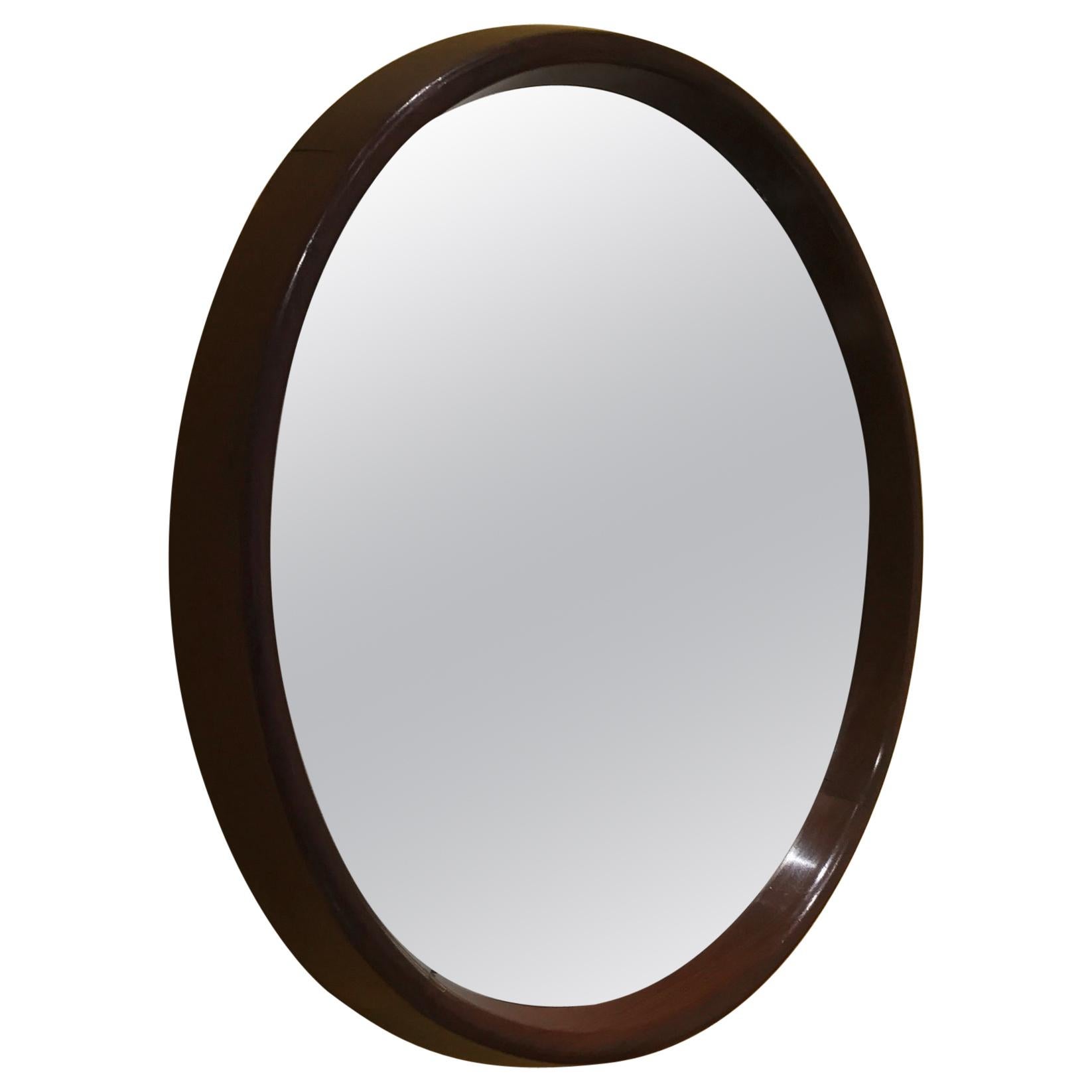 Round Mirror with Rosewood Frame, 1960s