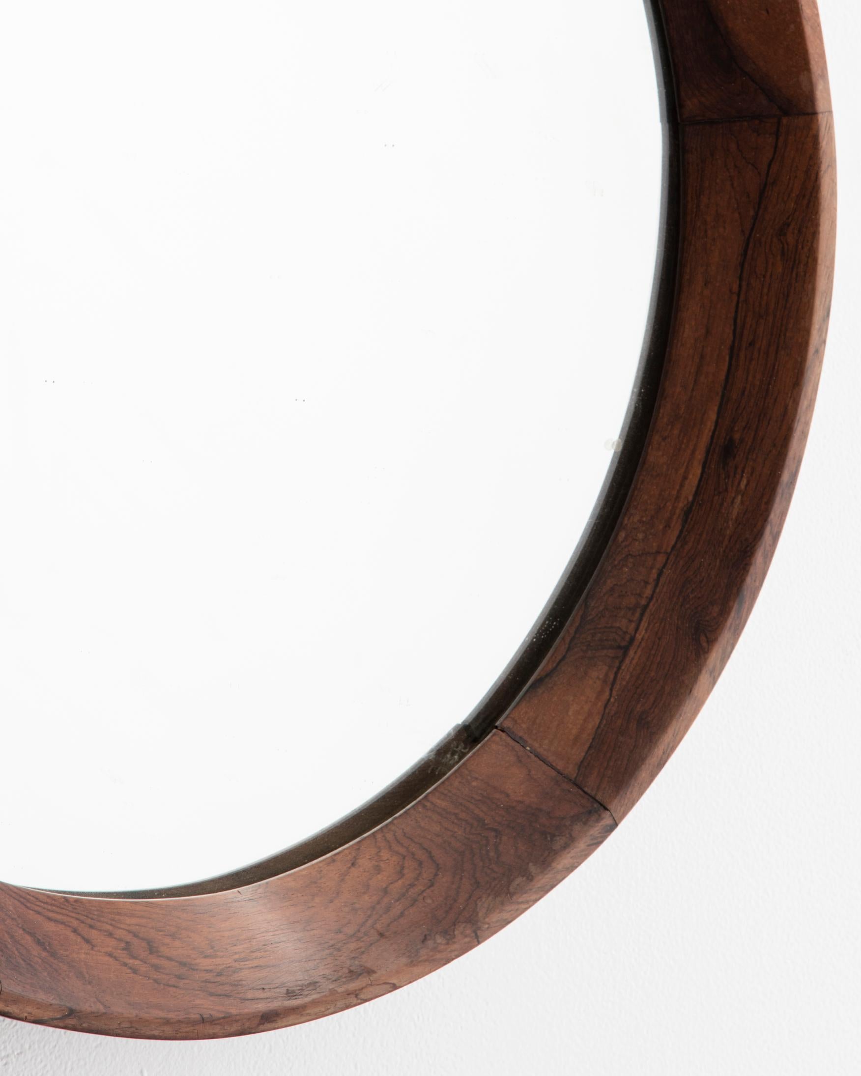 Modern Round Mirror with Rosewood Frame, Brazil, 1960s
