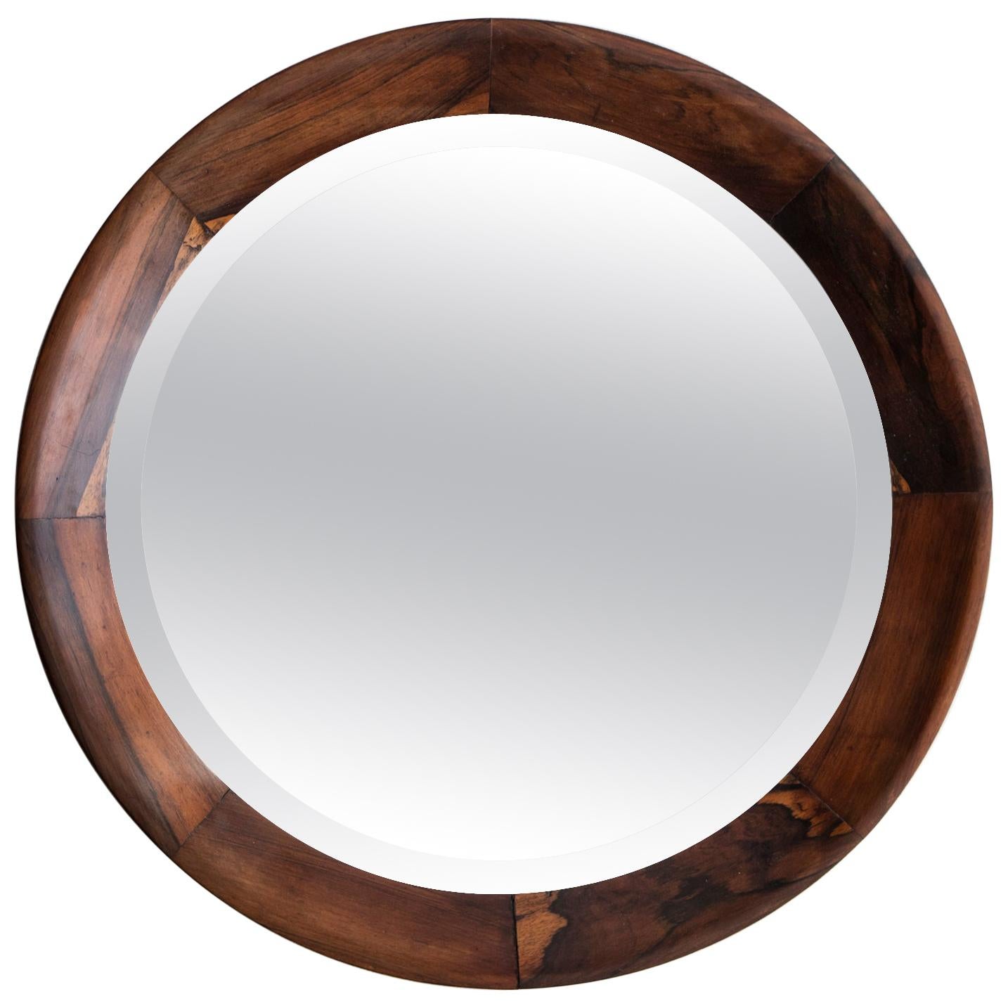 Round Mirror with Rosewood Frame, Brazil, 1960s