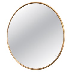 Round Mirror with Simple Brass Frame and Antiqued Glass