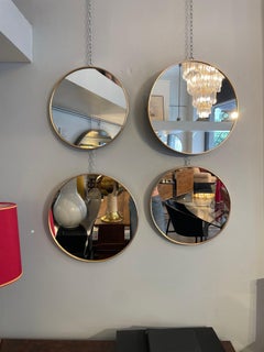 Round Mirror with Simple Brass Frame and Classic Glass Diam.40