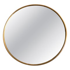 Round Mirror with Simple Brass Frame and Classic Glass Diam.40