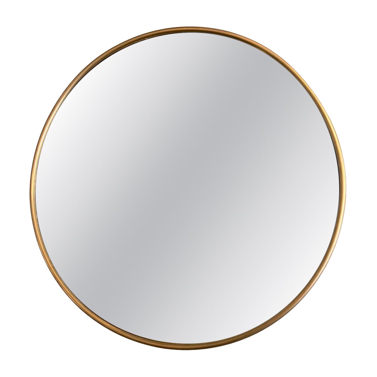 Round Mirror with Simple Brass Frame and Classic Glass Diam.45.5 For Sale