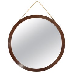 Round mirror with teak wood frame, 1960s