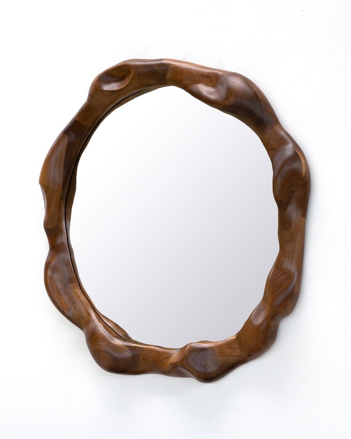 Round Mirror with Walnut Wood Frame, Smooth Finish by Alexander Knysch
Dimensions: D115cm
Materials: Walnut Wood.

Alexander was born in Kazakhstan in 1990 and moved to Germany at the age of 4, where he grew up near Stuttgart with his parents and
