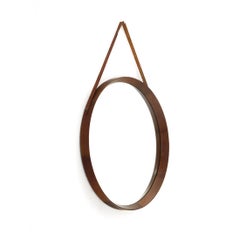 Round Mirror with Wooden Frame, 1950s