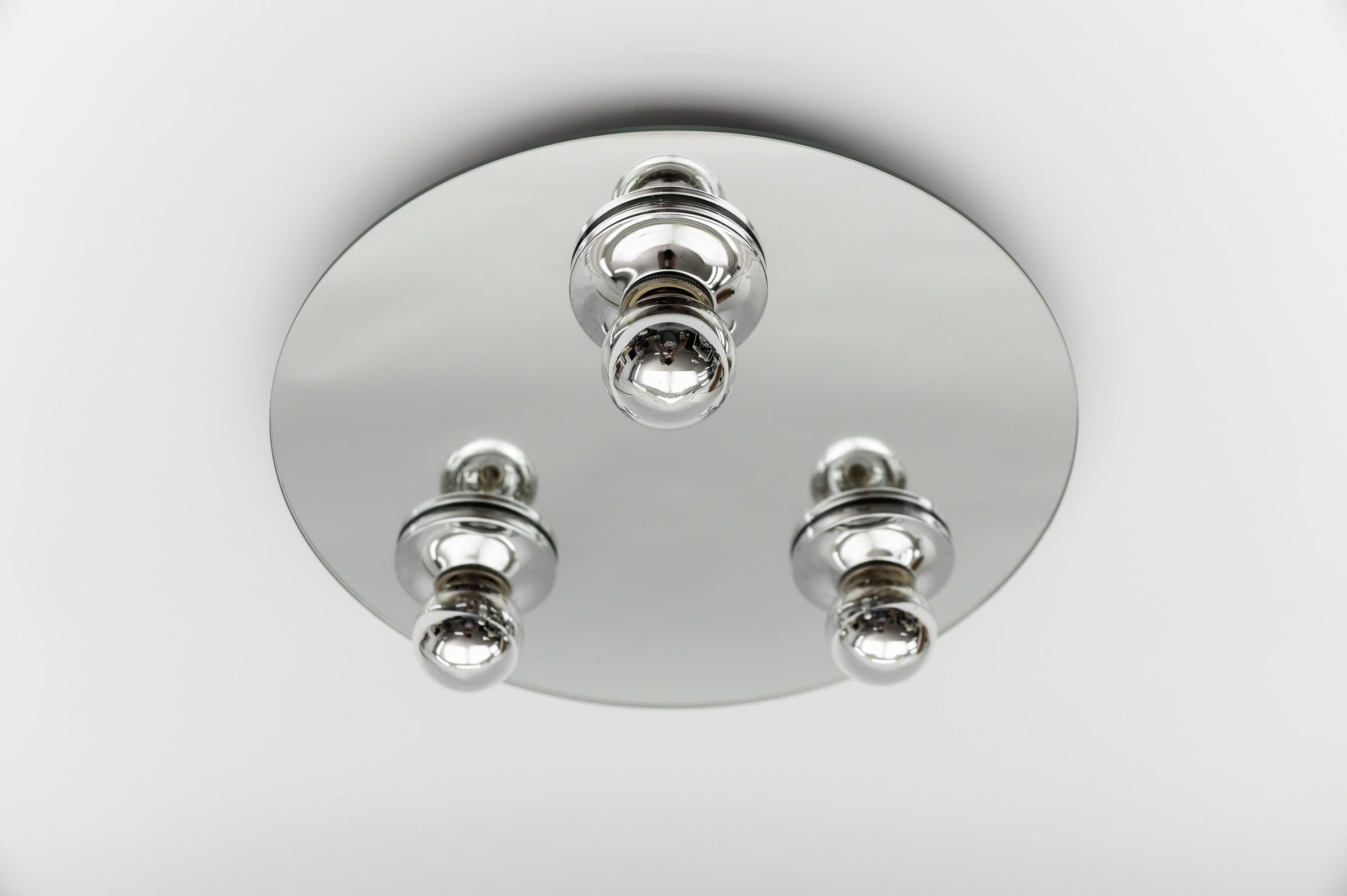 Round Mirrored Ceiling Lamp, 1970s Italy For Sale 5