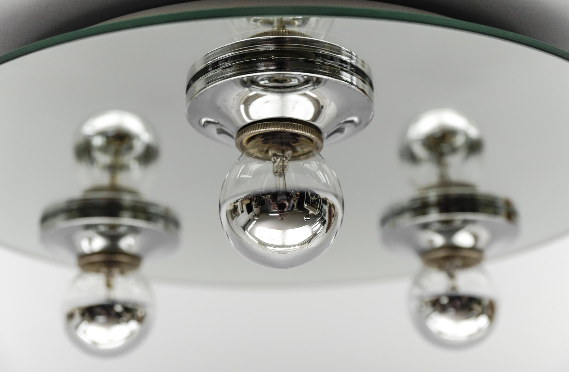 Round Mirrored Ceiling Lamp, 1970s Italy For Sale 6