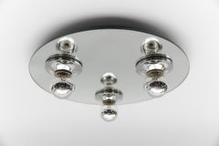 Round Mirrored Ceiling Lamp, 1970s Italy