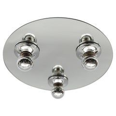 Round Mirrored Ceiling Lamp, 1970s Italy