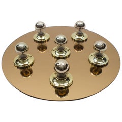 Round Mirrored Ceiling or Wall Lamp with 6 Light Points, 1980s