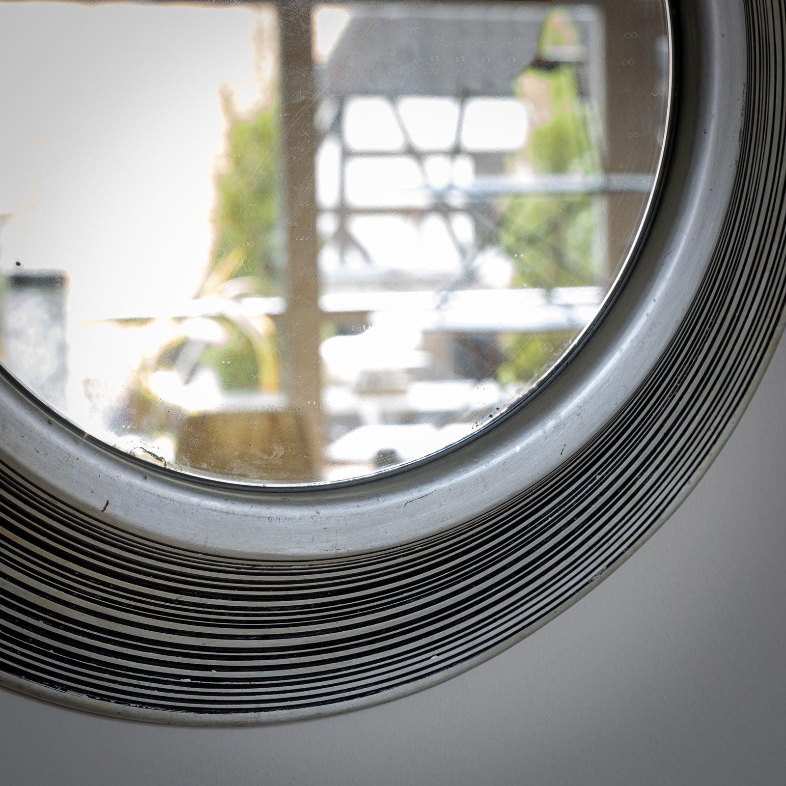 Aluminum Round Mirrors by Atelier des Orfèvres Rasa Padova, Italy Mid-20th Century