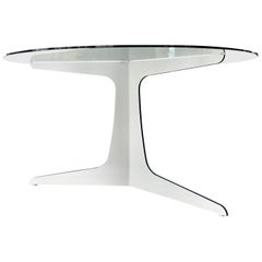 Used Modern 3 Legged  Glass Top Dining Table