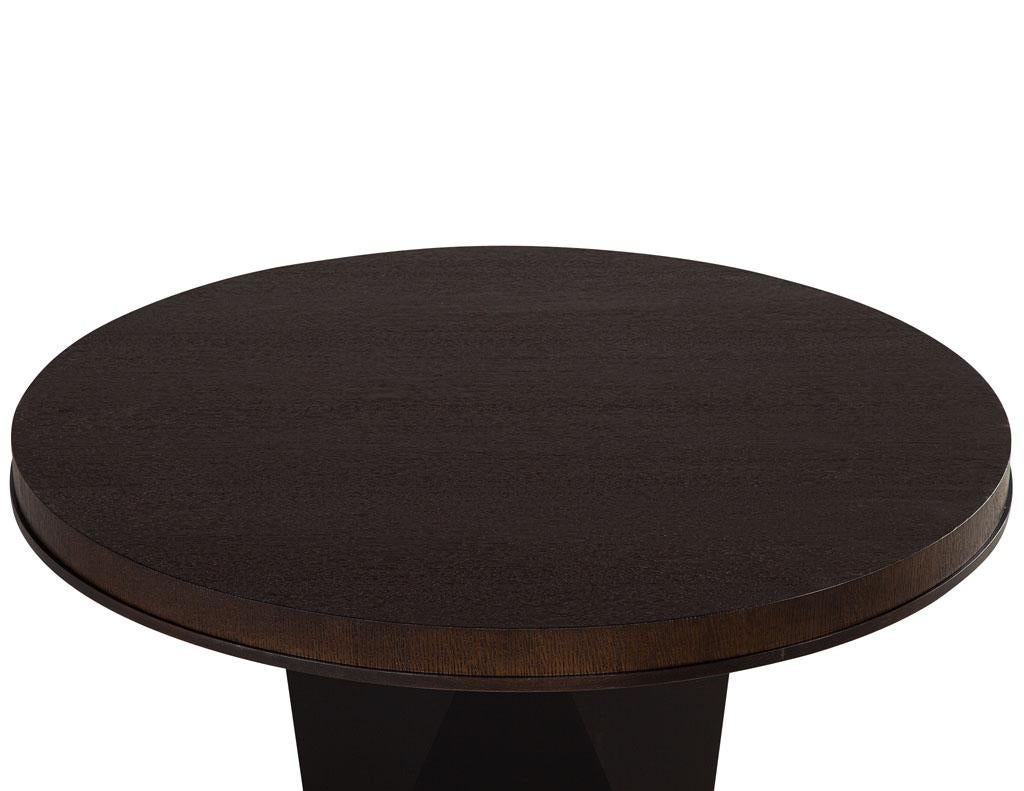 American Round Modern Oak Dining Table with Black Geometric Base