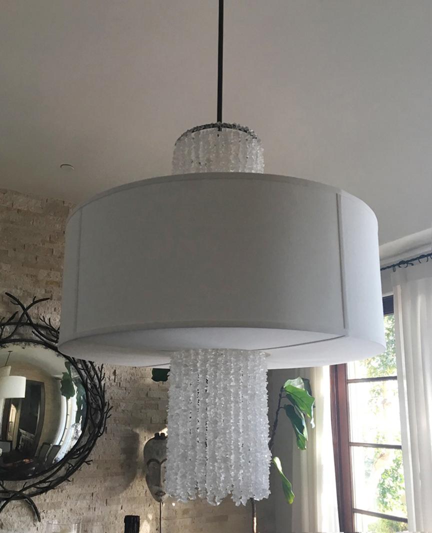 Hand-Crafted Round Modern Rock Crystal Chandelier For Sale
