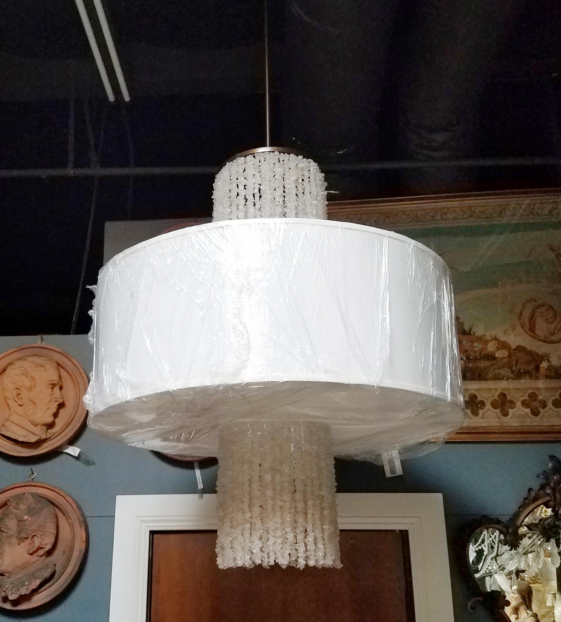 Round Modern Rock Crystal Chandelier In Excellent Condition For Sale In Cypress, CA