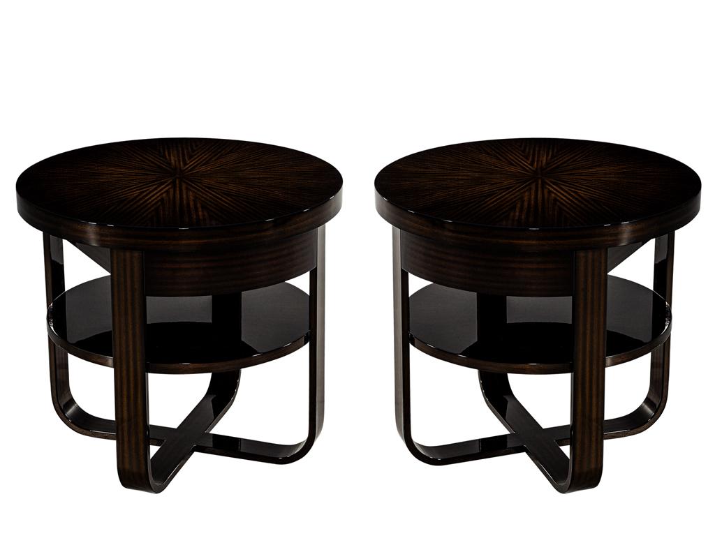 Round Modern Side Table Art Deco Inspired For Sale 6