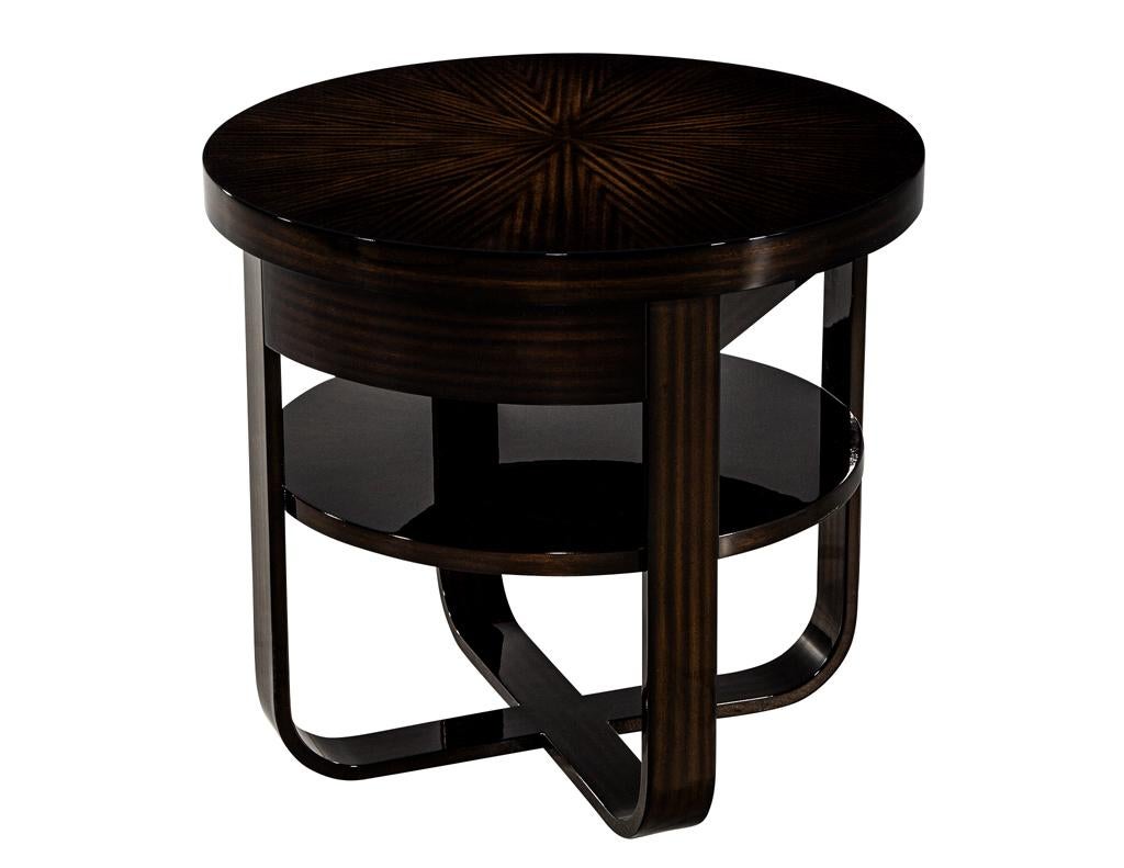 Walnut Round Modern Side Table Art Deco Inspired For Sale