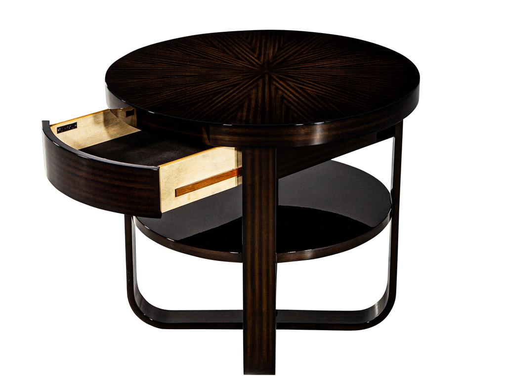 Round Modern Side Table Art Deco Inspired For Sale 2