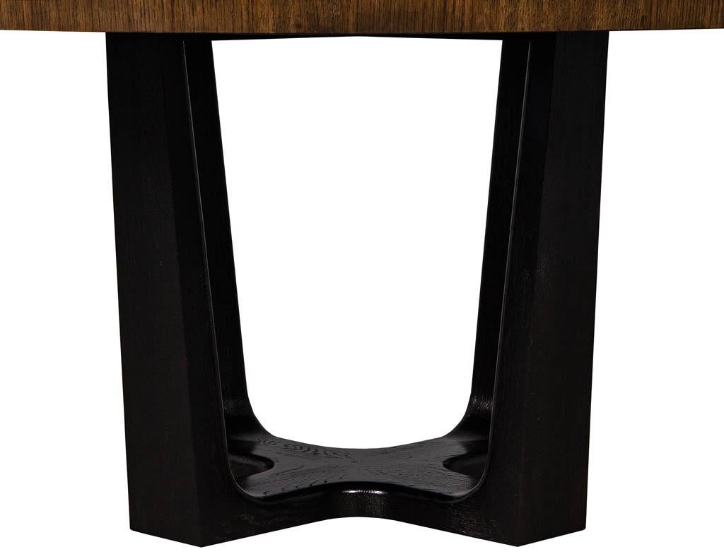Oak Round Modern Walnut Dining Table with Sunburst Top by Carrocel