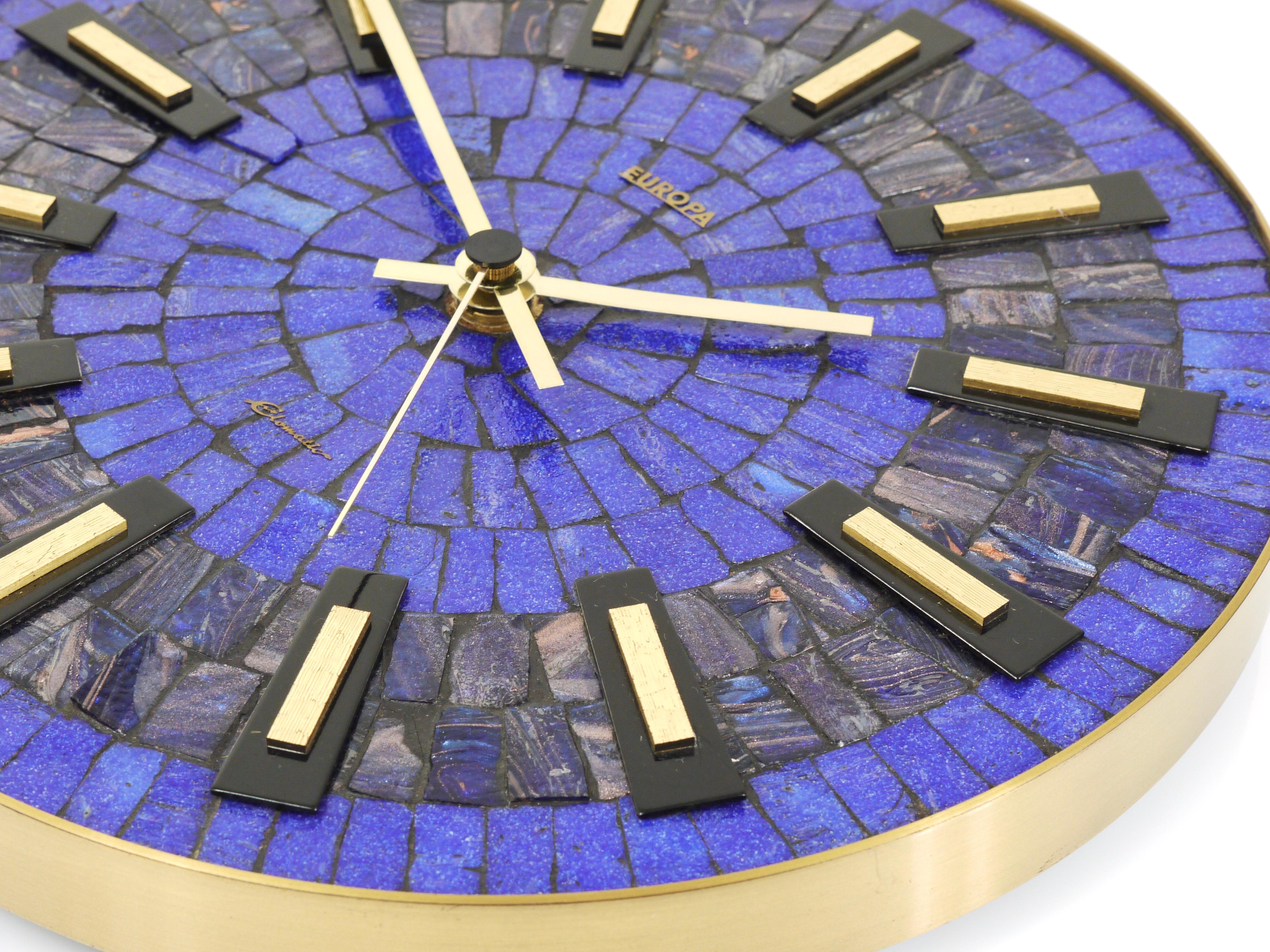Round Modernist Blue Mosaic Wall Clock 