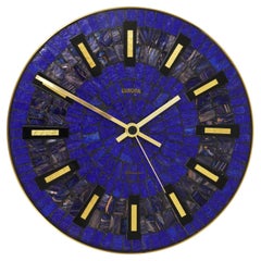Round Modernist Blue Mosaic Wall Clock "Europa," Germany, 1950s