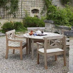 Round Mogens Holmriis Outdoor 'Drachmann 126' Teak Table for Skagerak