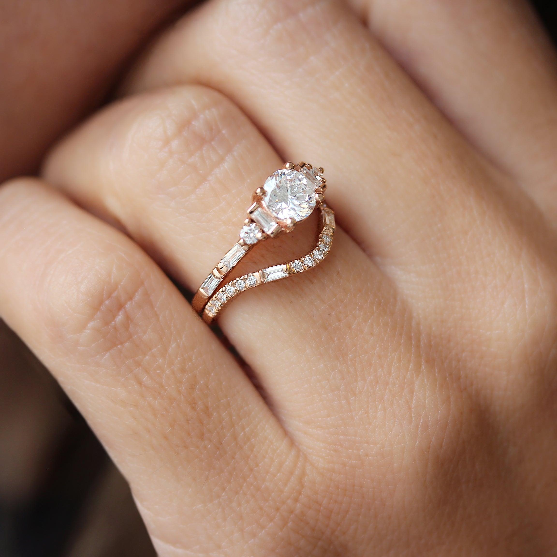 moissanite dainty engagement ring