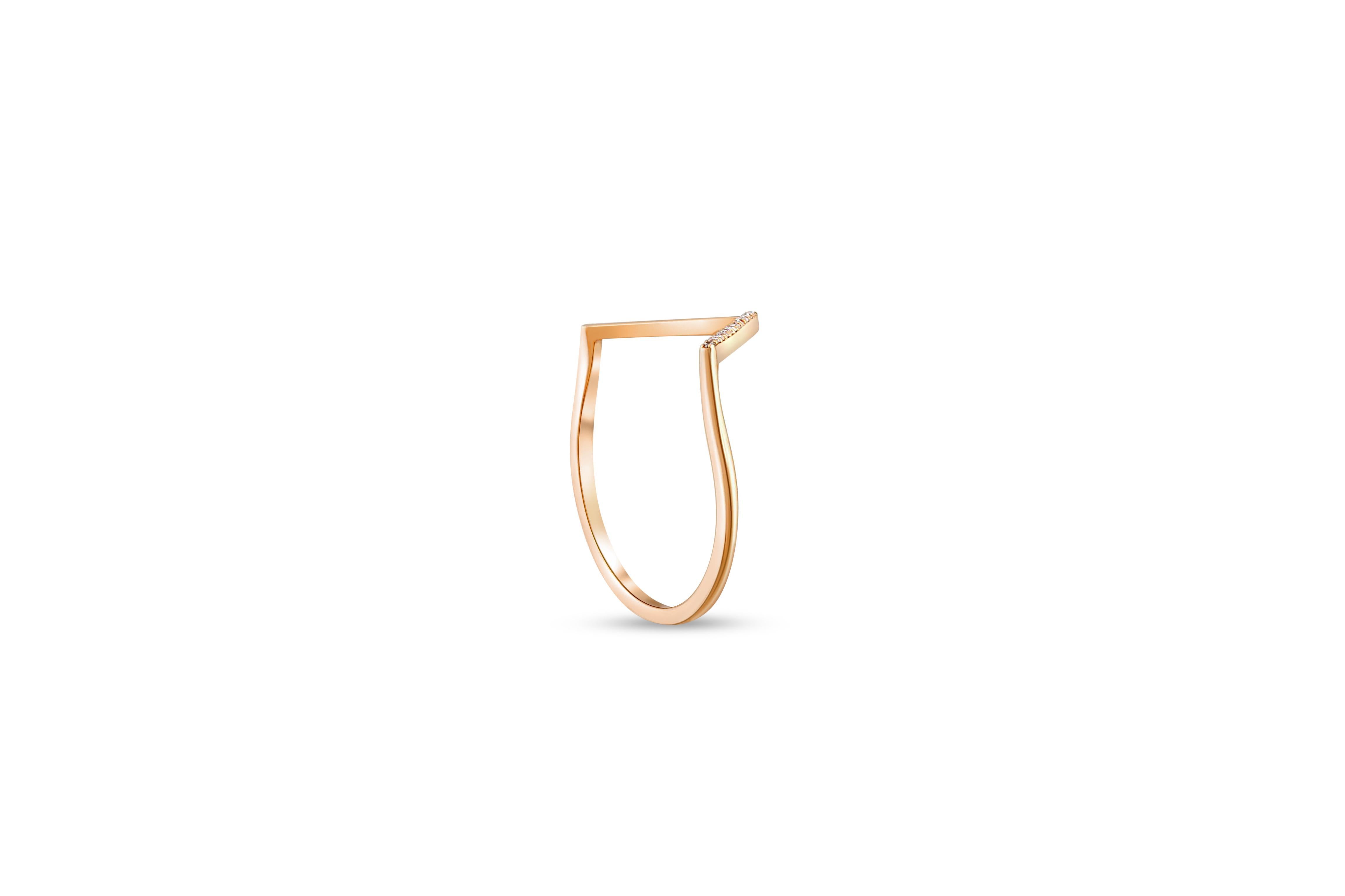 Im Angebot: Runder moissanit Chevron 14k Goldring () 4