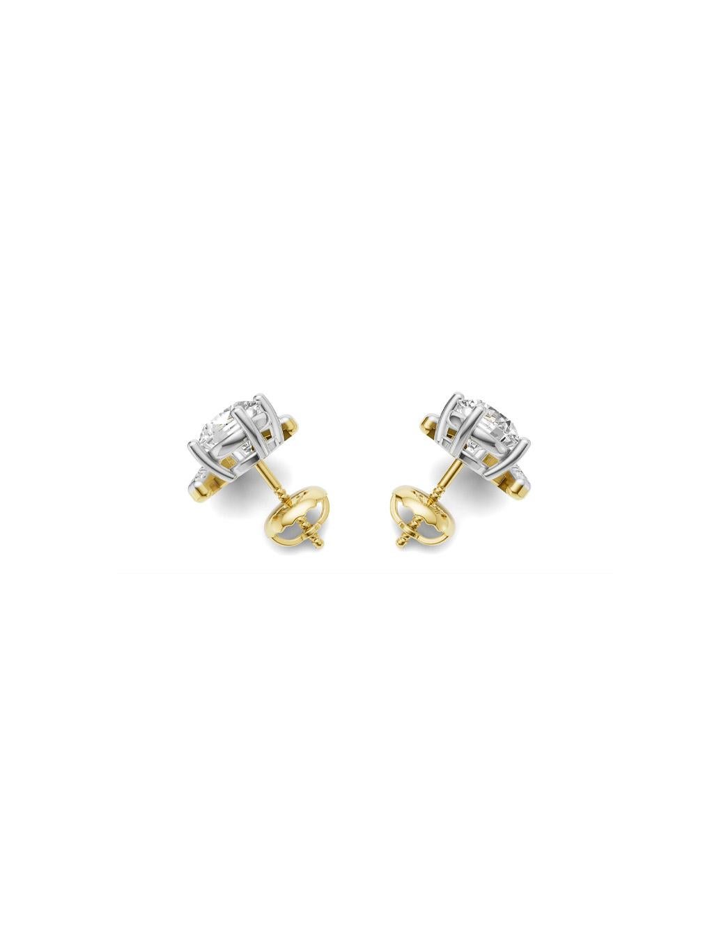 Orecchini chevron di moissanite tonda in oro 14k in vendita 2