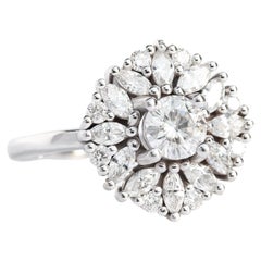 Round Moissanite Cluster Delicate Art Deco Unique Engagement Ring - "Harper"