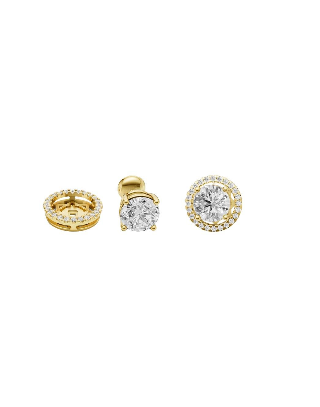 Moderno Orecchini a cerchio in moissanite con perno in oro 14k in vendita