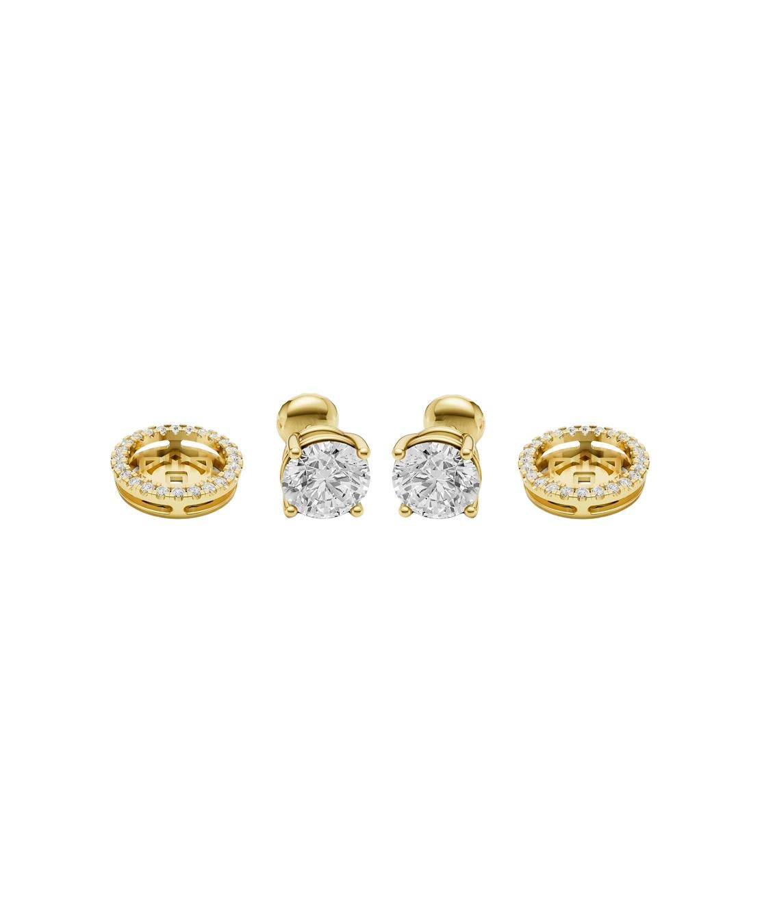 Orecchini a cerchio in moissanite con perno in oro 14k In condizioni Nuovo in vendita a Istanbul, TR