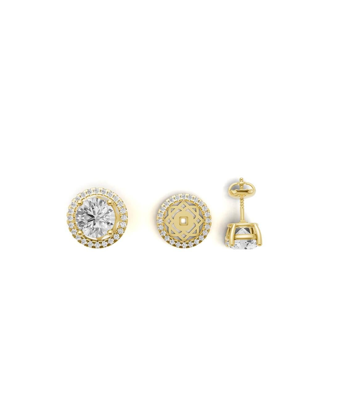 Orecchini a cerchio in moissanite con perno in oro 14k in vendita 1