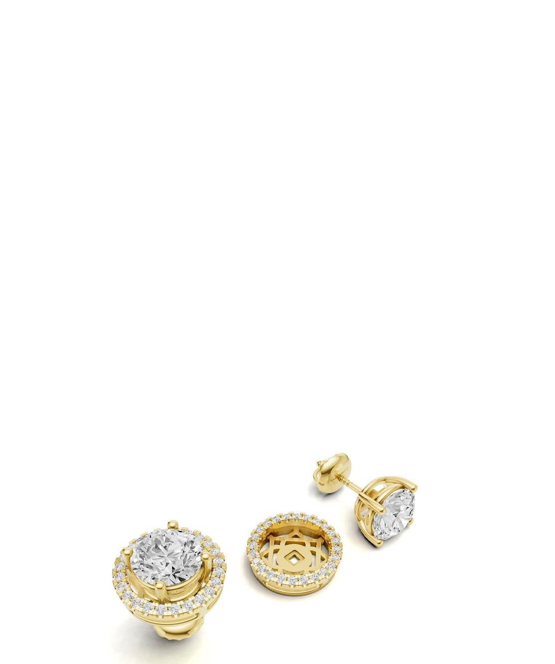 Orecchini a cerchio in moissanite con perno in oro 14k in vendita 2